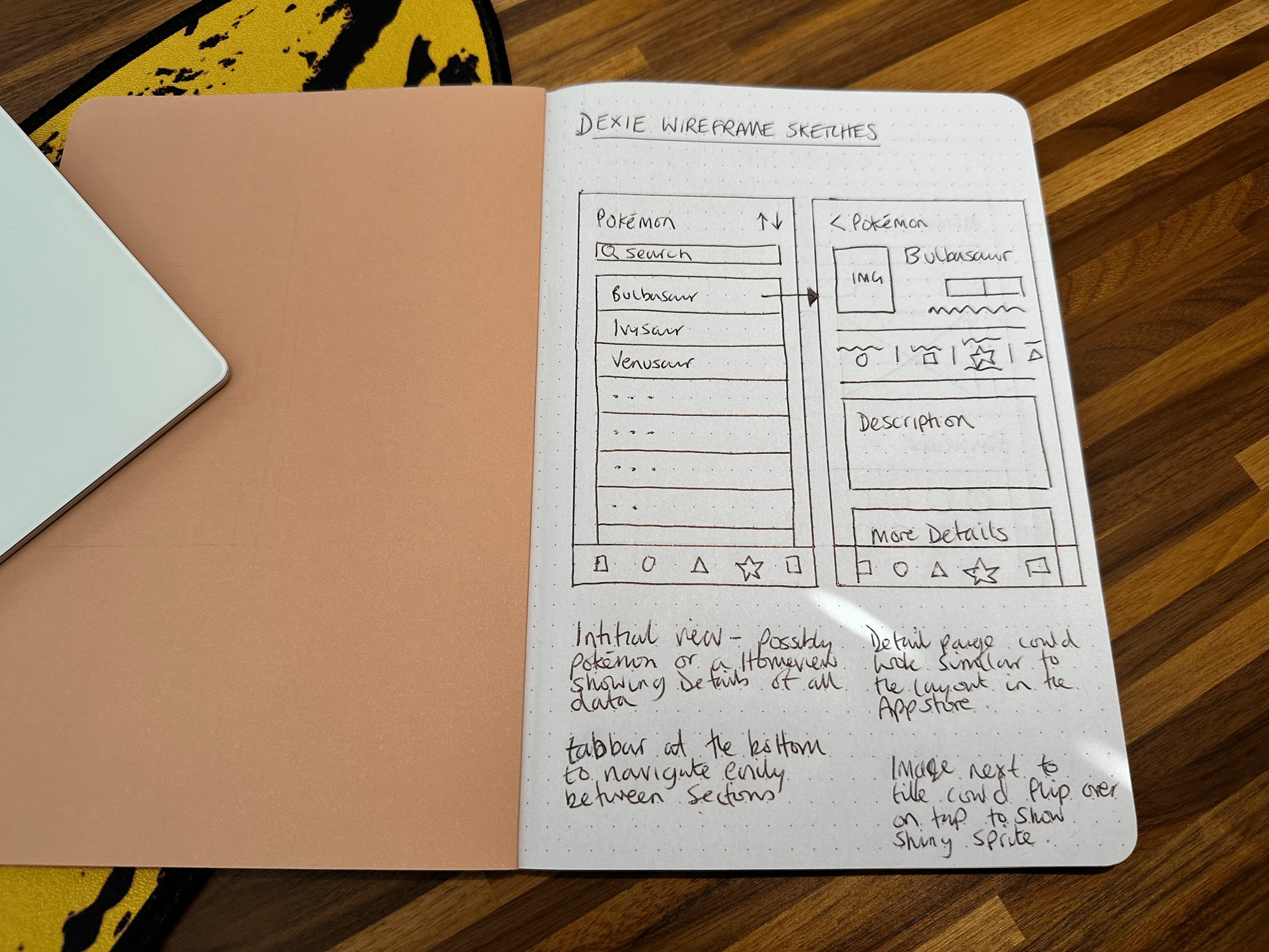 A UI design showing the detail view for the Pokémon® Charizard